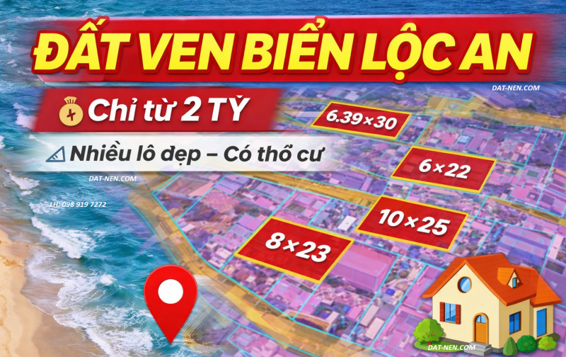 5.5 x 20 BÁN NHANH LÔ ĐẤT THỔ CƯ LỘC AN – CHỈ 1 TỶ XXX